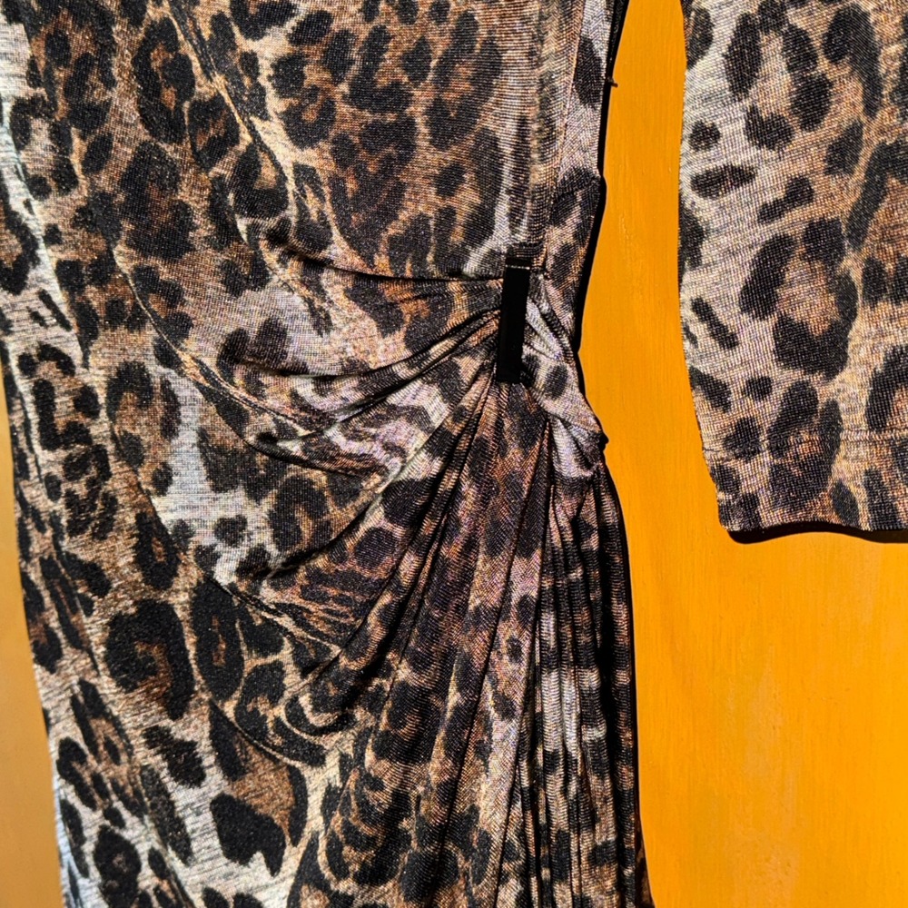 Tahari ASL Leopard Animal Print Sheath Dress Knee Length Evening Going Out 14 - Picture 2 of 5